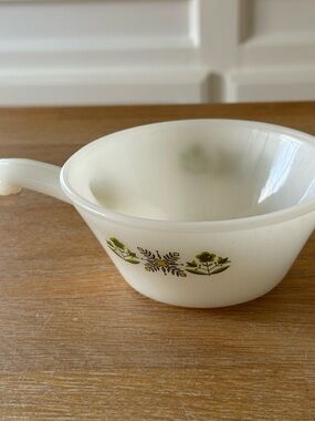 Vintage Fire-King Anchor Hocking "Meadow Green" Handled Soup Bowl